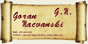Goran Mačvanski vizit kartica